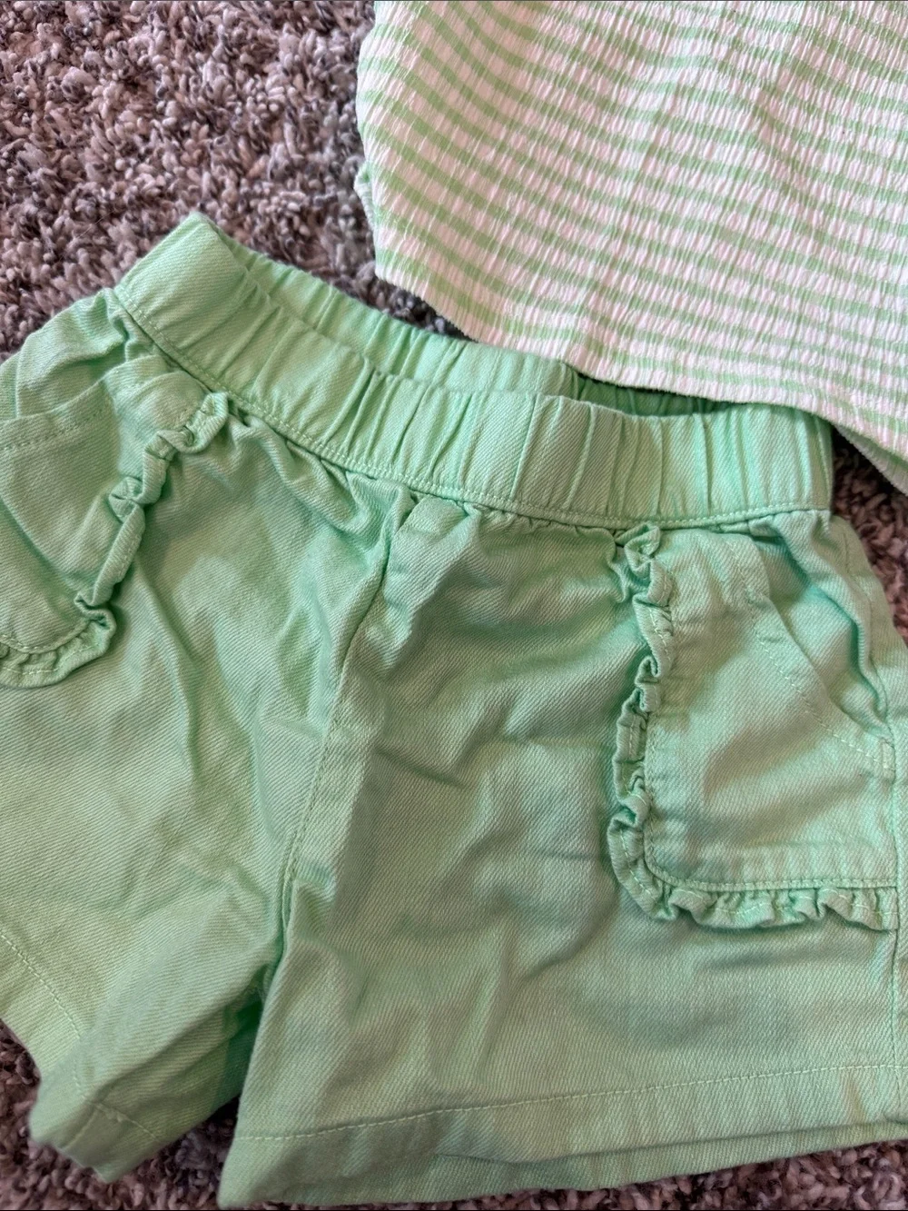 Garanimals Green Striped Top & Solid Shorts Matching Set